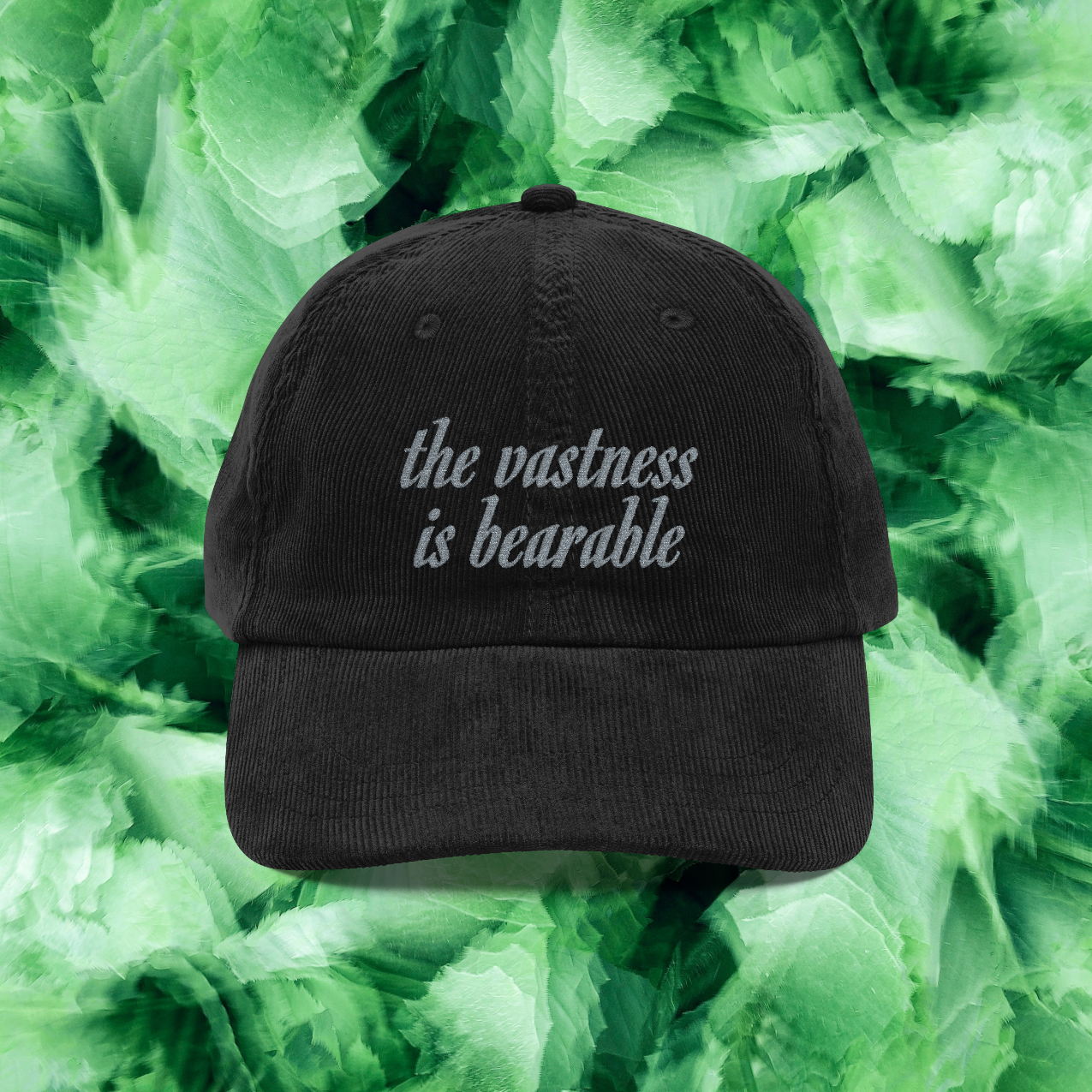 VASTNESS • Embroidered Corduroy Cap • Black