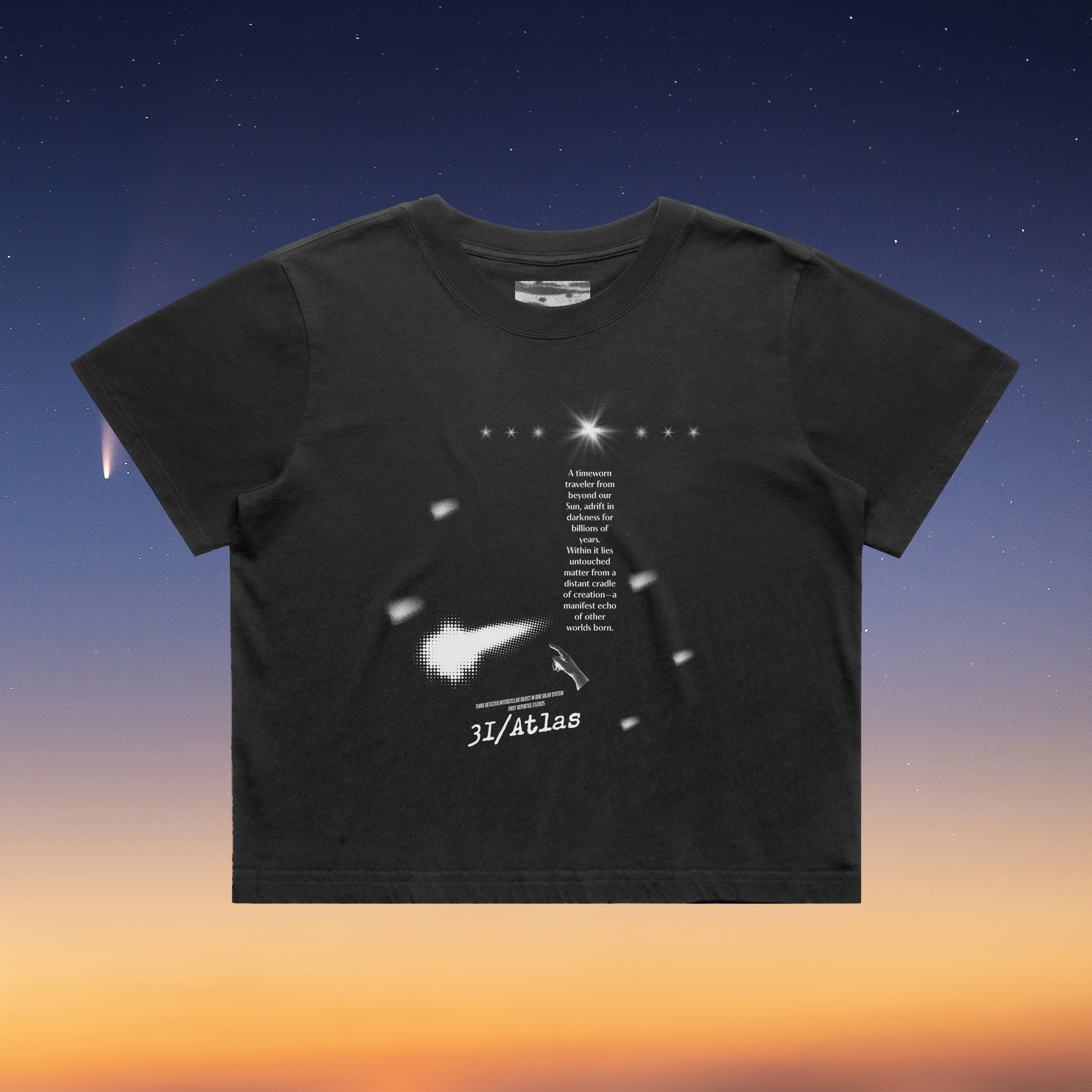 3I/ATLAS • Heavy Faded Crop Tee • Faded Black