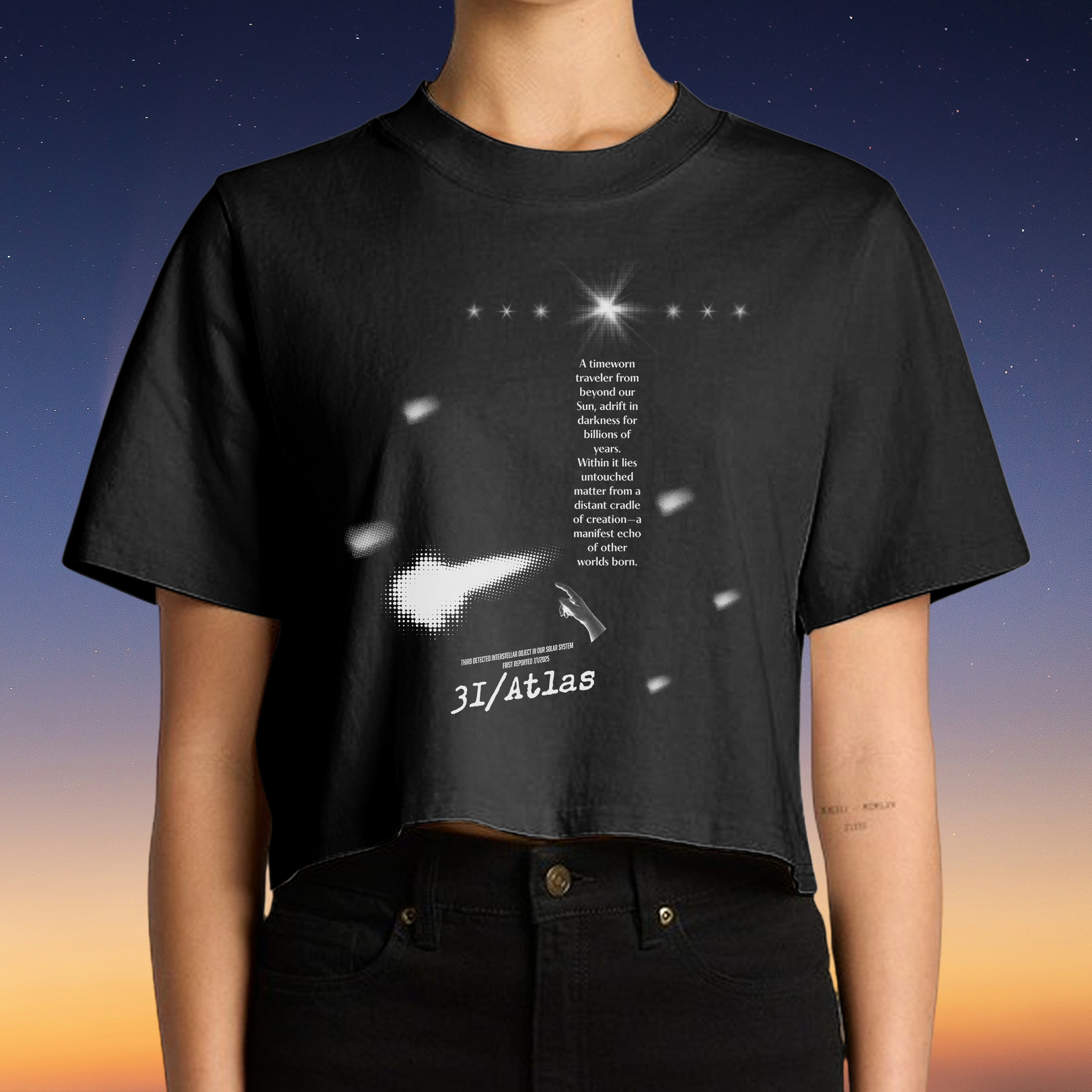 3I/ATLAS • Heavy Faded Crop Tee • Faded Black